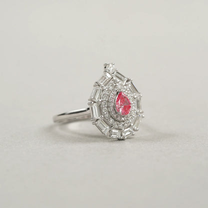 Baguette And Round Double Halo Diamond Ring