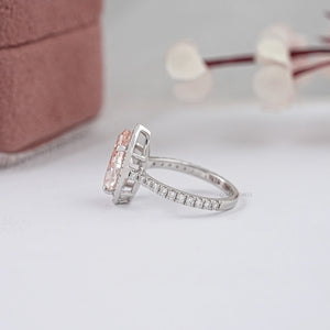 Pink Pear Diamond Halo Anniversary Ring