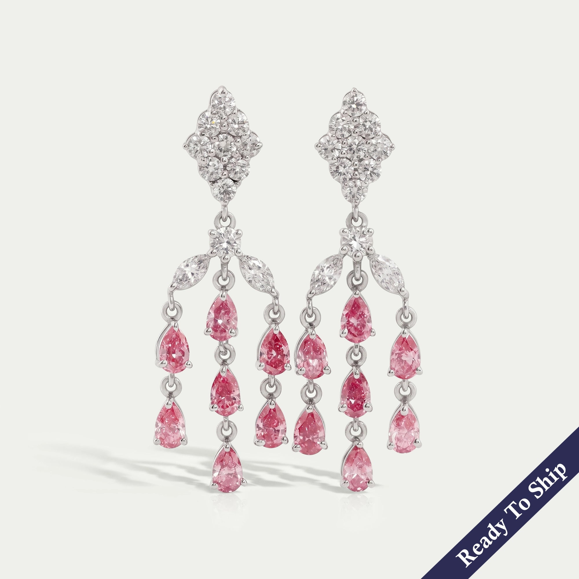 Pink Pear Lab Diamond Chandelier Earrings Earrings