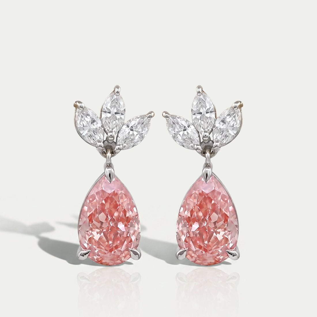 Fancy Pink Pear And Marquise Diamond Drop Earrings Earrings