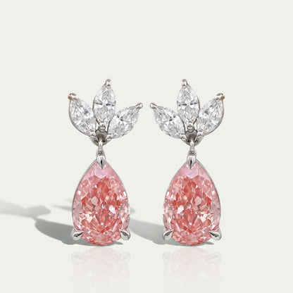 Fancy Pink Pear And Marquise Diamond Drop Earrings Earrings