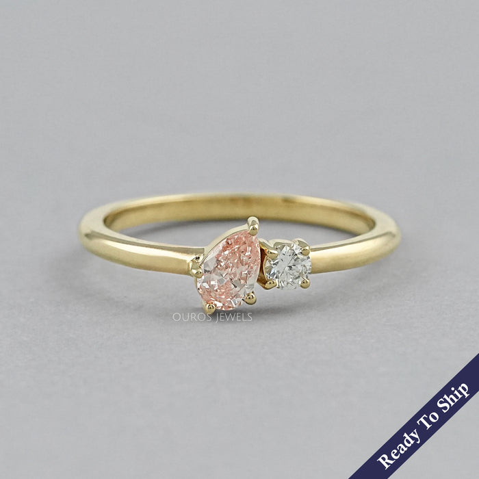Pink Pear Lab Diamond Toi Et Moi Engagement Ring Ring