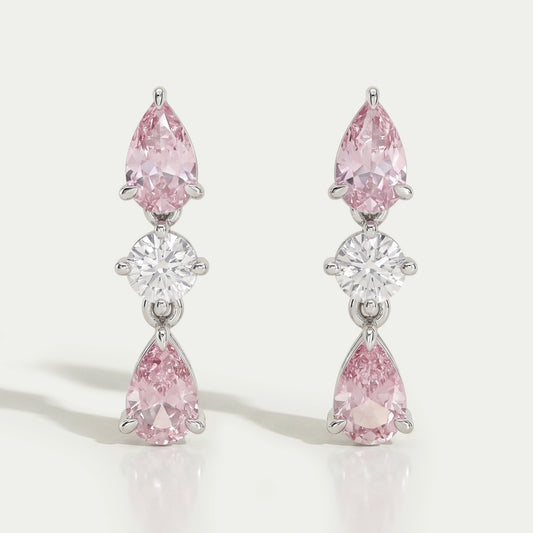 Padparadscha Pear Gemstone Drop Earrings