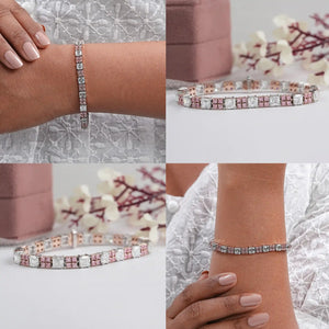 Asscher Cut  Pink Round  Lab Diamond Tennis Bracelet