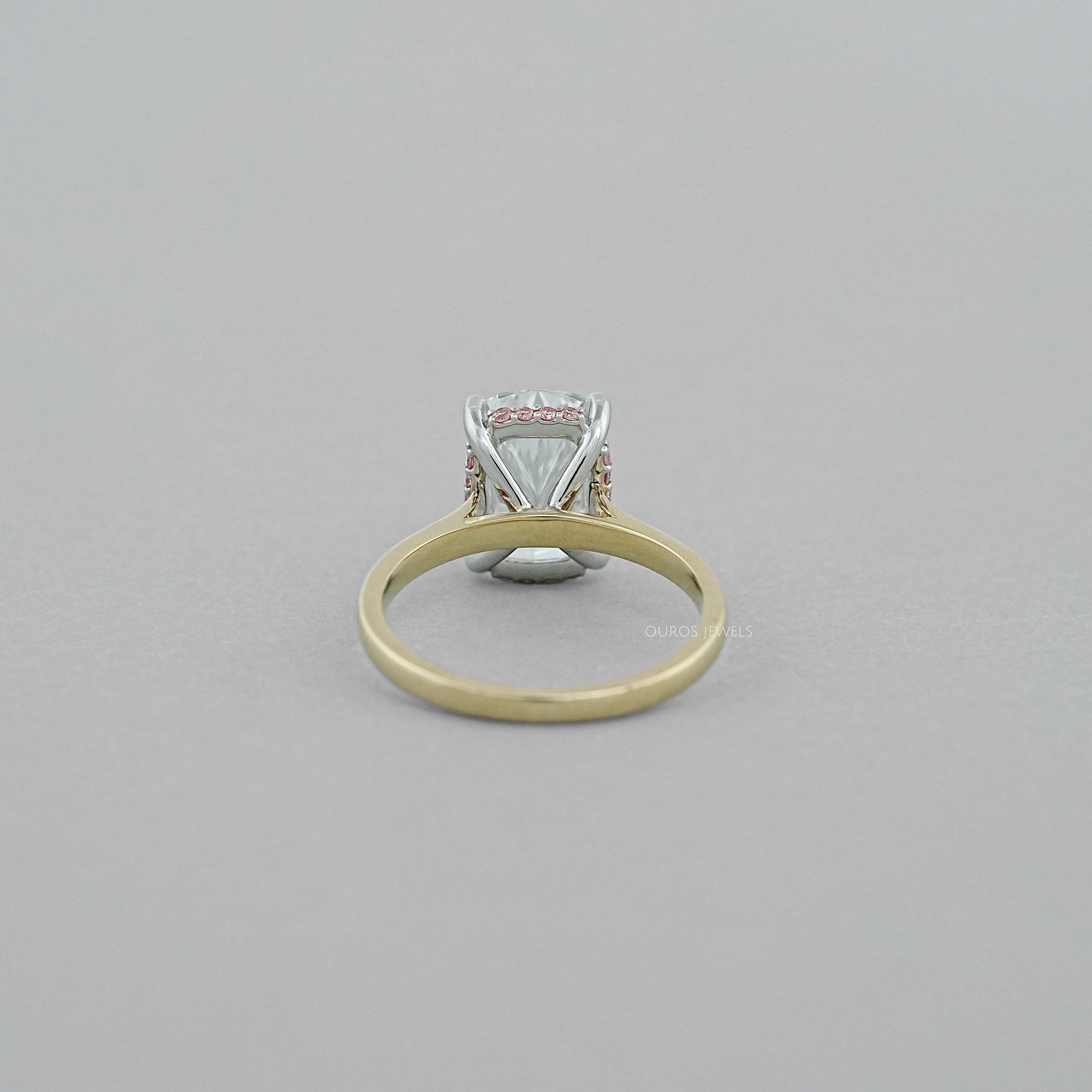 Cushion Lab Diamond Pink Hidden Halo Solitaire Ring Rings