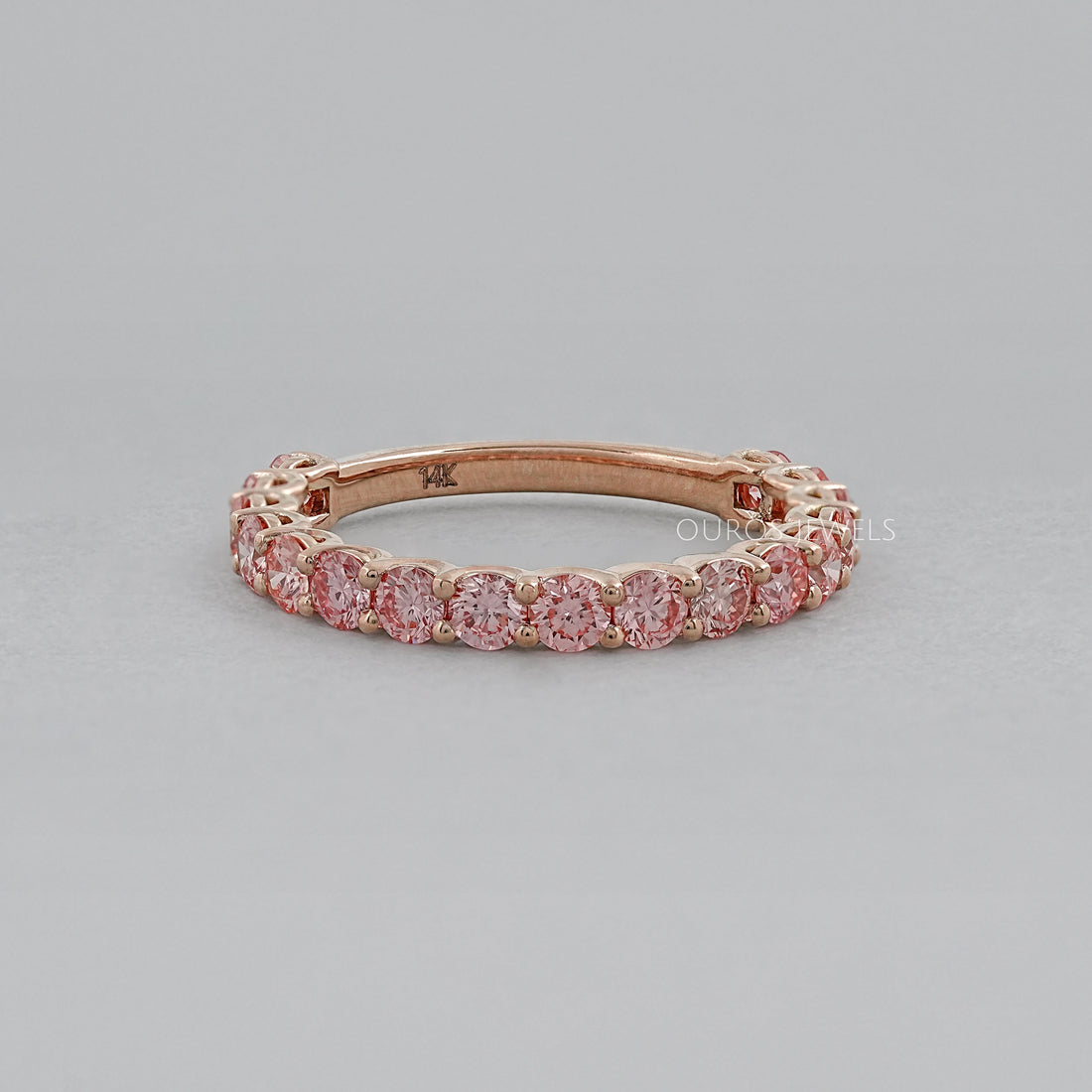 Pink And Blue Round Lab Diamond Eternity Band Ring
