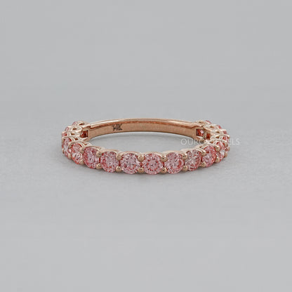 Pink And Blue Round Lab Diamond Eternity Band Ring