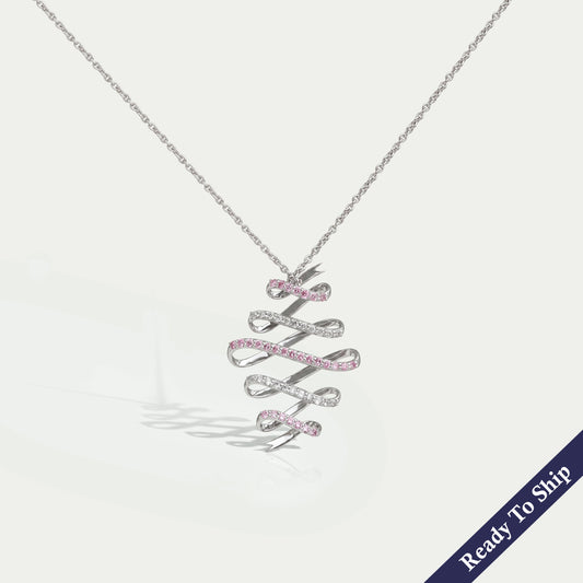 Zig Zag Round Cut Lab Grown Diamond Infinity Pendant