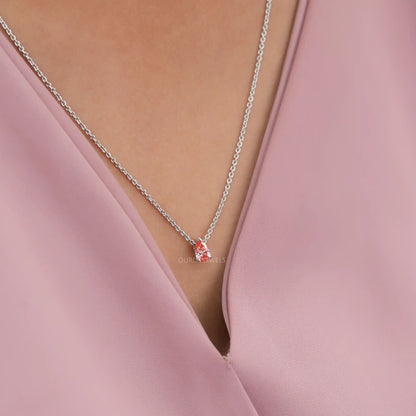 Pink Pear Cut Lab Grown Diamond Pendant Necklaces