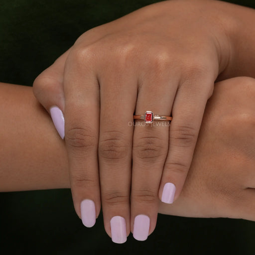 Pink Radiant Solitaire Ring