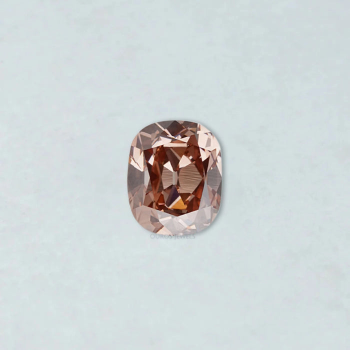 Brown Cushion Cut Lab Diamond with Fancy Pinkish