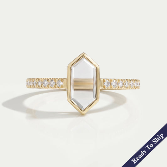 Antique Shape Portrait Diamond Solitaire Accent Ring