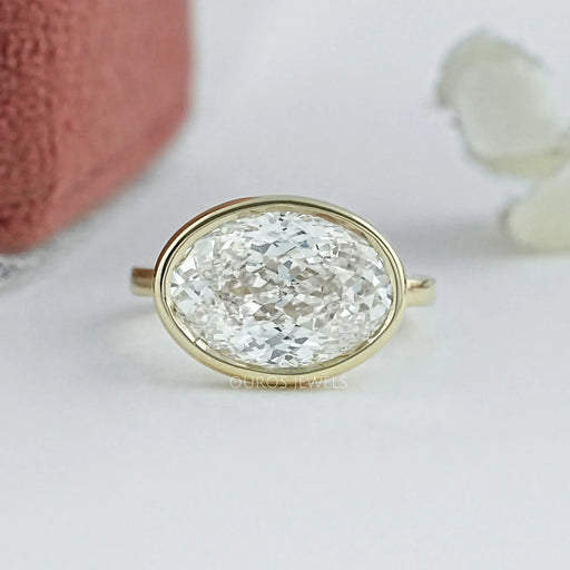 East West Portuguese Oval Bezel Set Engagement Ring Ring
