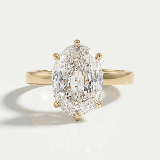 Portuguese Oval Lab Diamond Hidden Halo Ring Ring