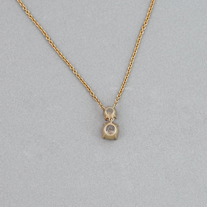 Two Stone Portuguese Round Lab Diamond Pendant