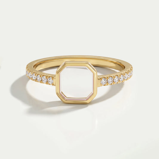 Asscher Cut Portrait Diamond Solitaire Accent Ring