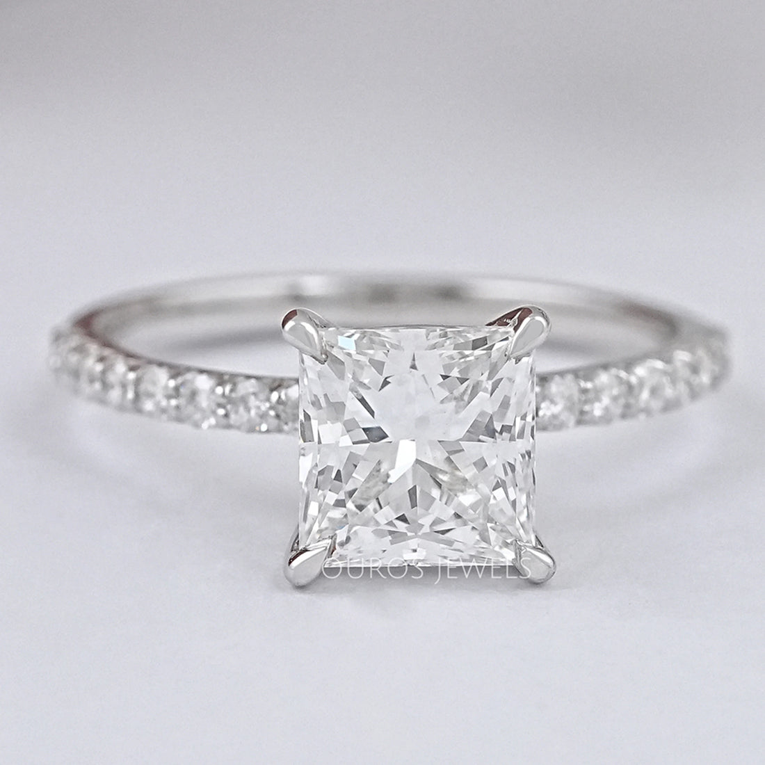 Princess Diamond Solitaire Accent Engagement Ring Rings