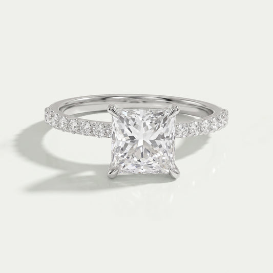 Princess Diamond Solitaire Accent Engagement Ring Rings