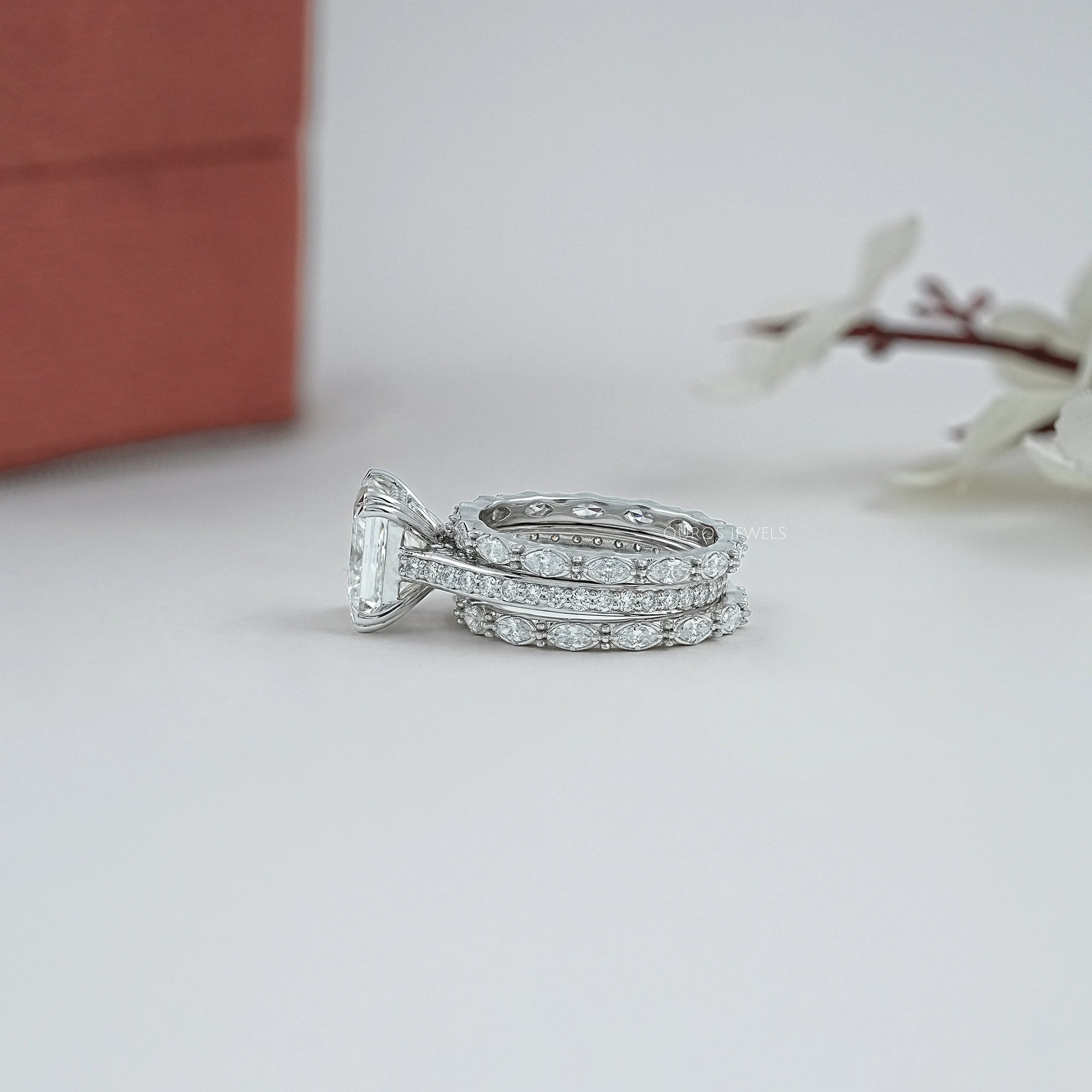 Round Cut Solitaire Accent Diamond Bridal Ring