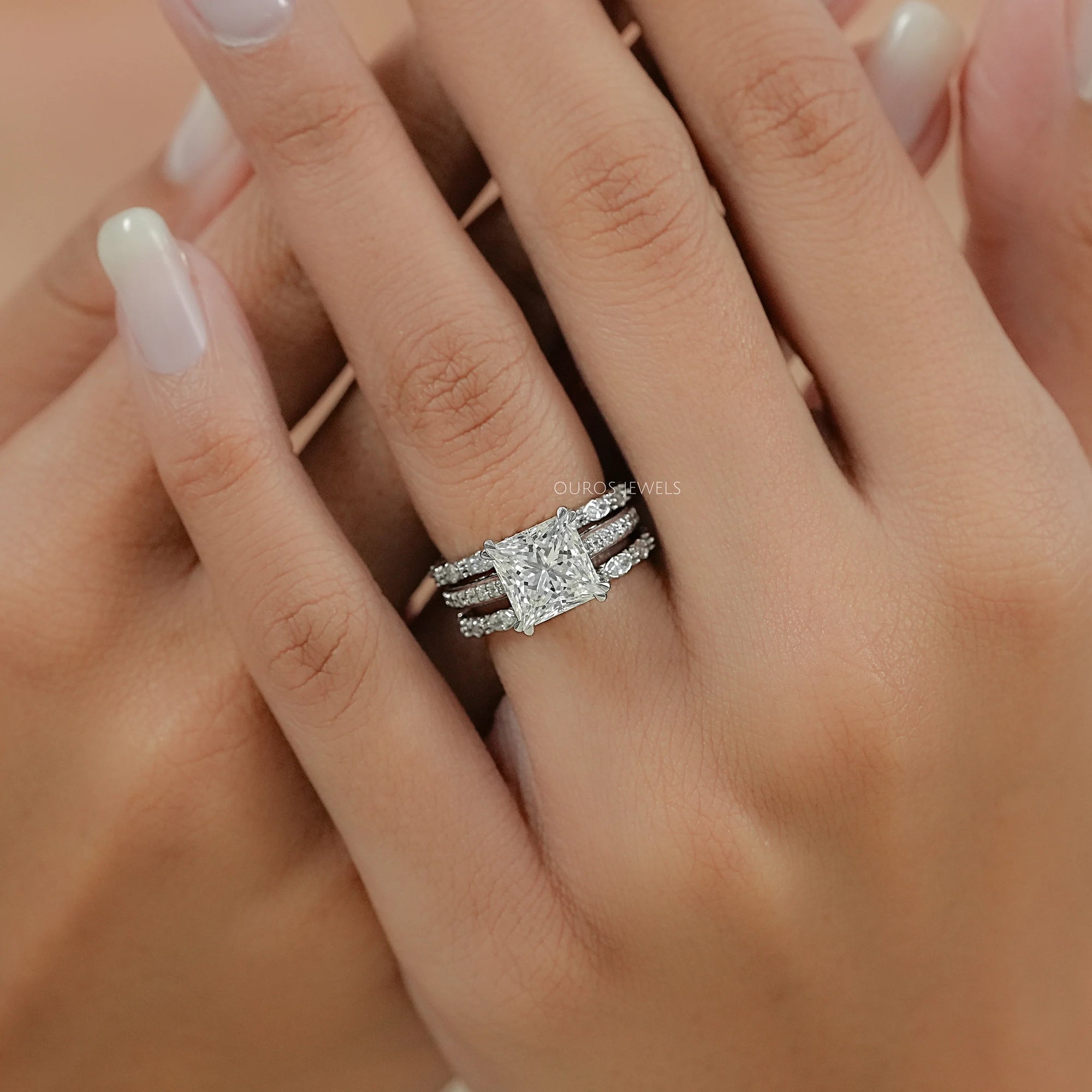 Round Cut Solitaire Accent Diamond Bridal Ring