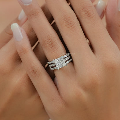 Round Cut Solitaire Accent Diamond Bridal Ring