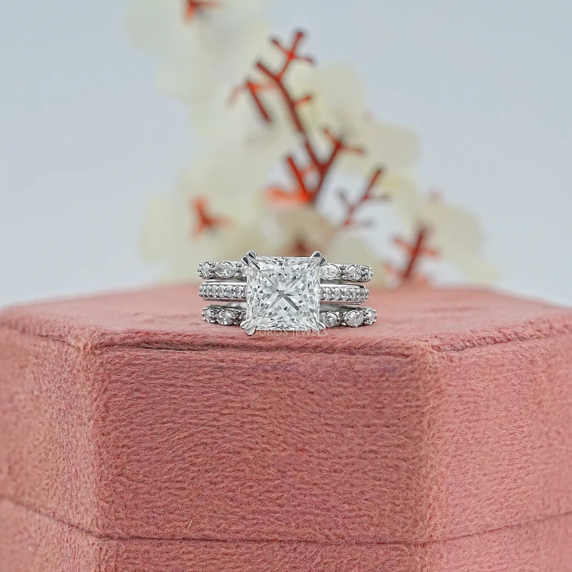 Round Cut Solitaire Accent Diamond Bridal Ring