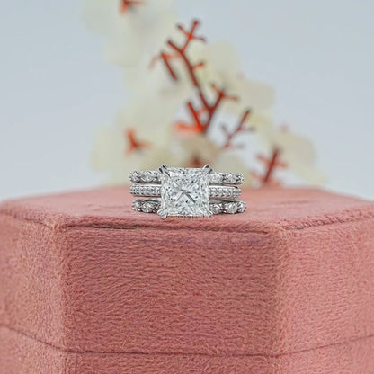 Round Cut Solitaire Accent Diamond Bridal Ring