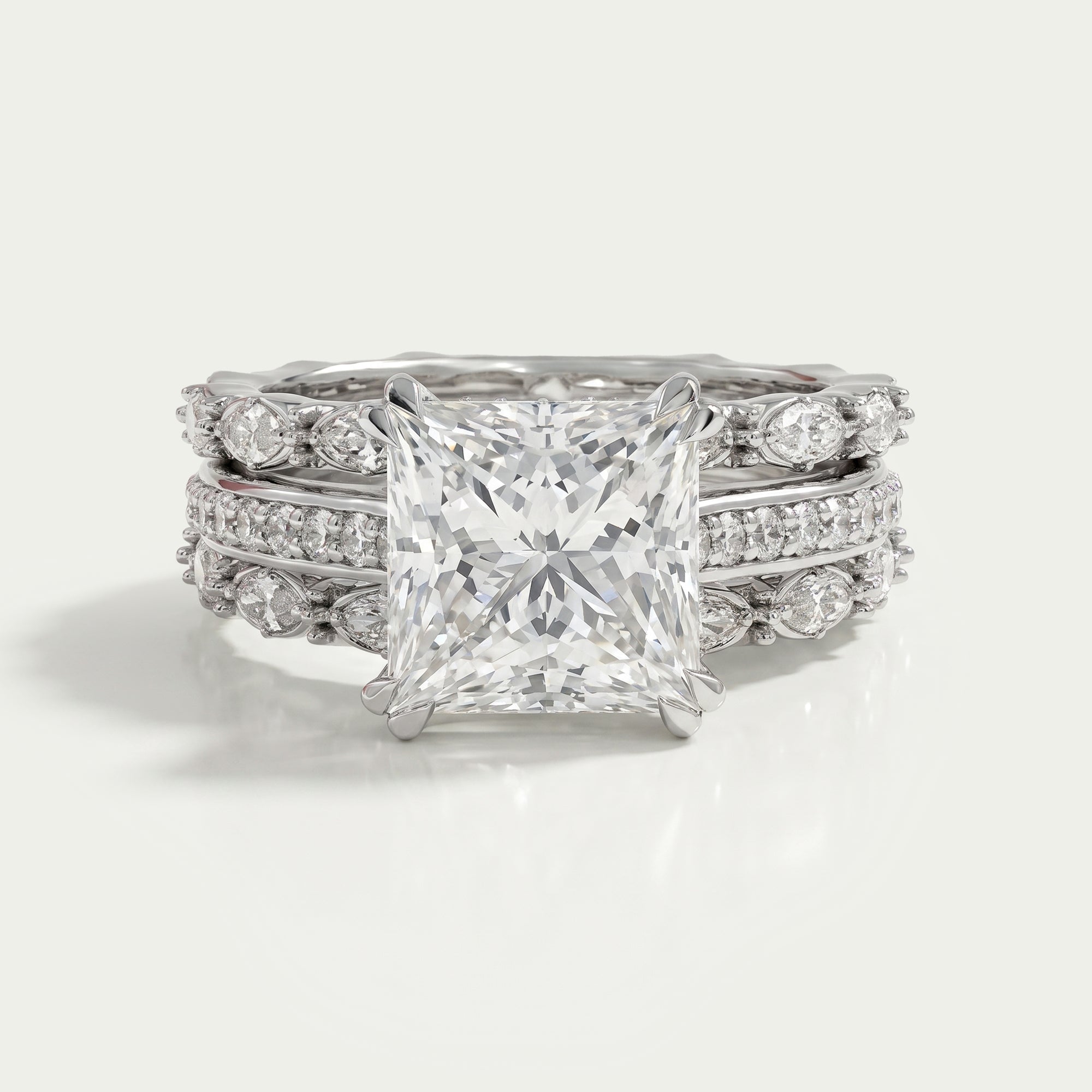 Round Cut Solitaire Accent Diamond Bridal Ring