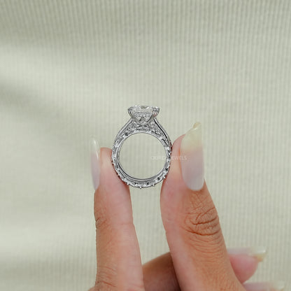 Round Cut Solitaire Accent Diamond Bridal Ring