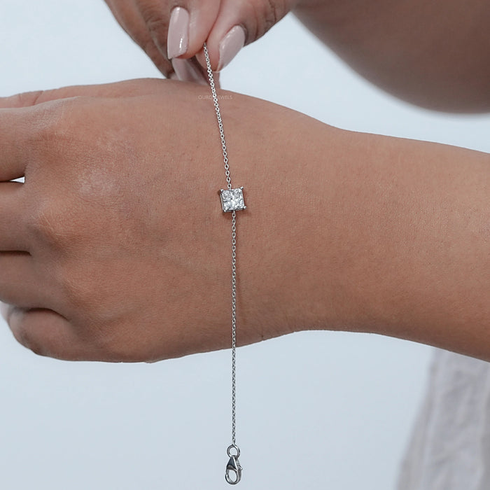 Princess Cut Lab Diamond Chain Bracelet