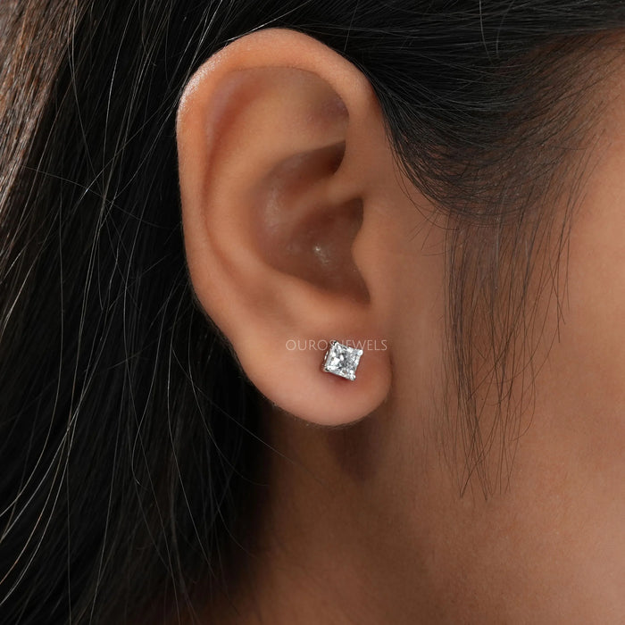 Princess Cut  Lab Grown Diamond Stud Earrings