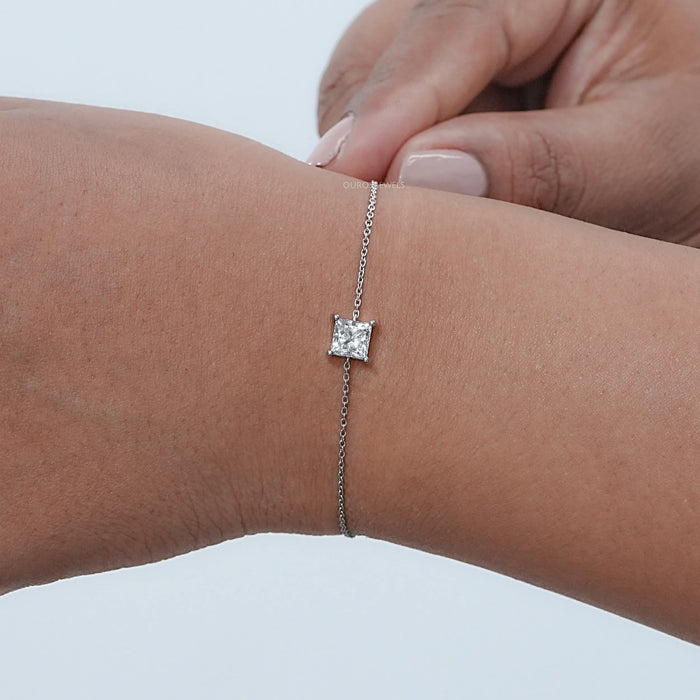 Princess Cut Lab Diamond Chain Bracelet