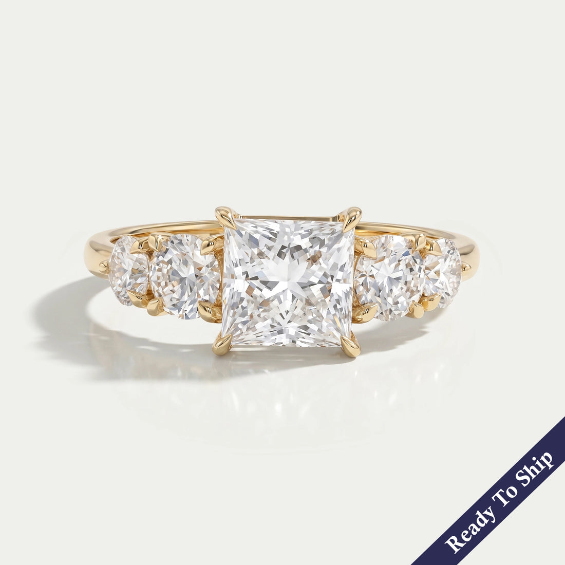Five Stone Princess Lab Diamond Engagement Ring Rings