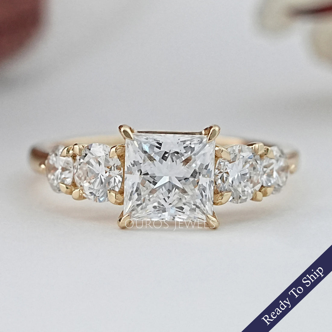 Five Stone Princess Lab Diamond Engagement Ring Rings