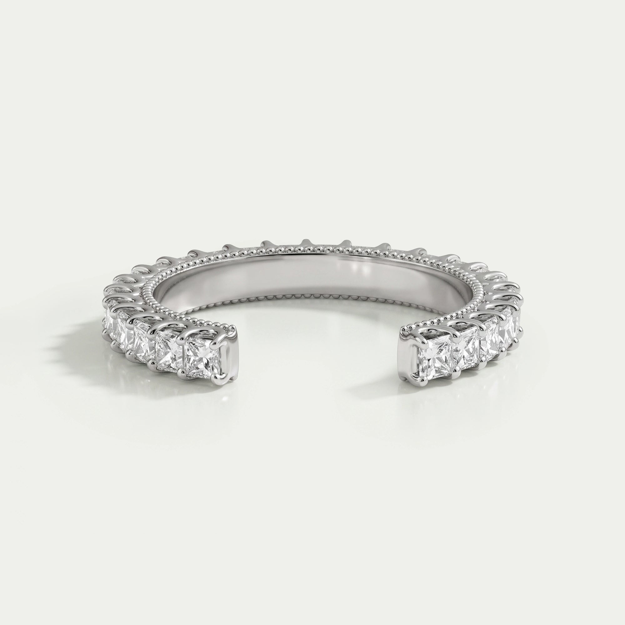 Open Cuff Princess Lab Diamond Eternity Band Rings