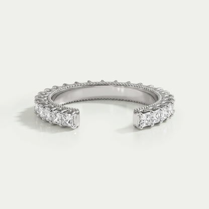 Open Cuff Princess Lab Diamond Eternity Band Rings