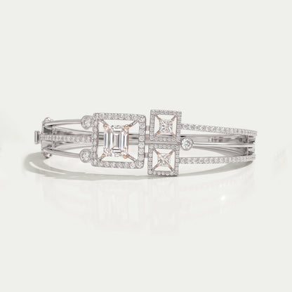 Emerald & Princess Cut Lab Grown Diamond Bangle