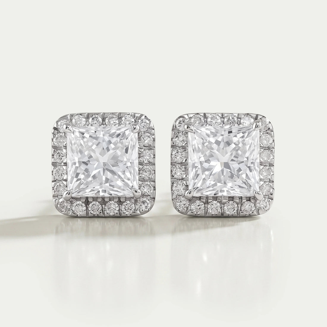 Lab Princess Diamond Halo Stud Earrings Earring
