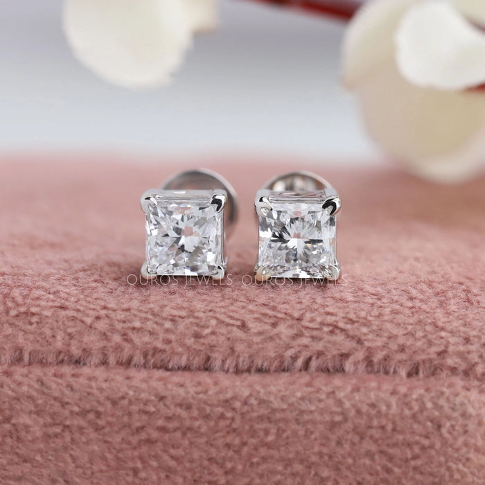Princess Cut  Lab Grown Diamond Stud Earrings