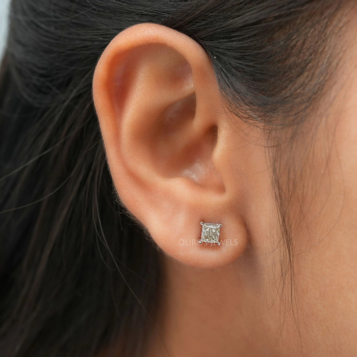 Olive Princess Lab Solitaire Stud Earrings