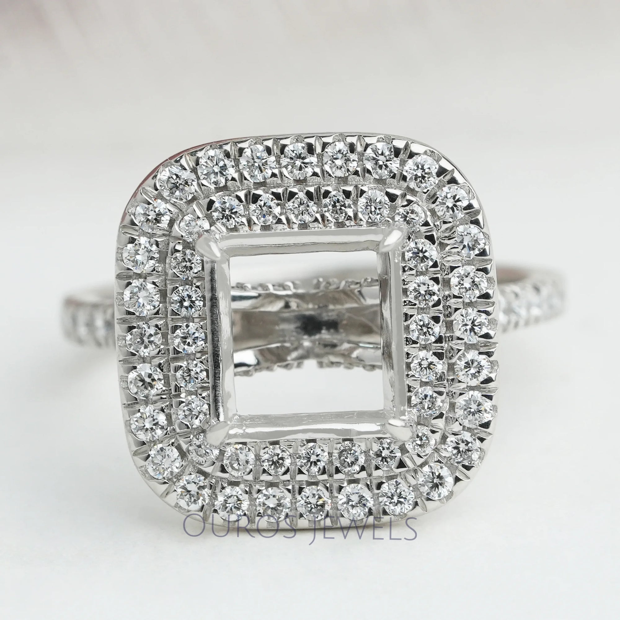 Princess Cut Double Halo Semi Mount Engagement Ring