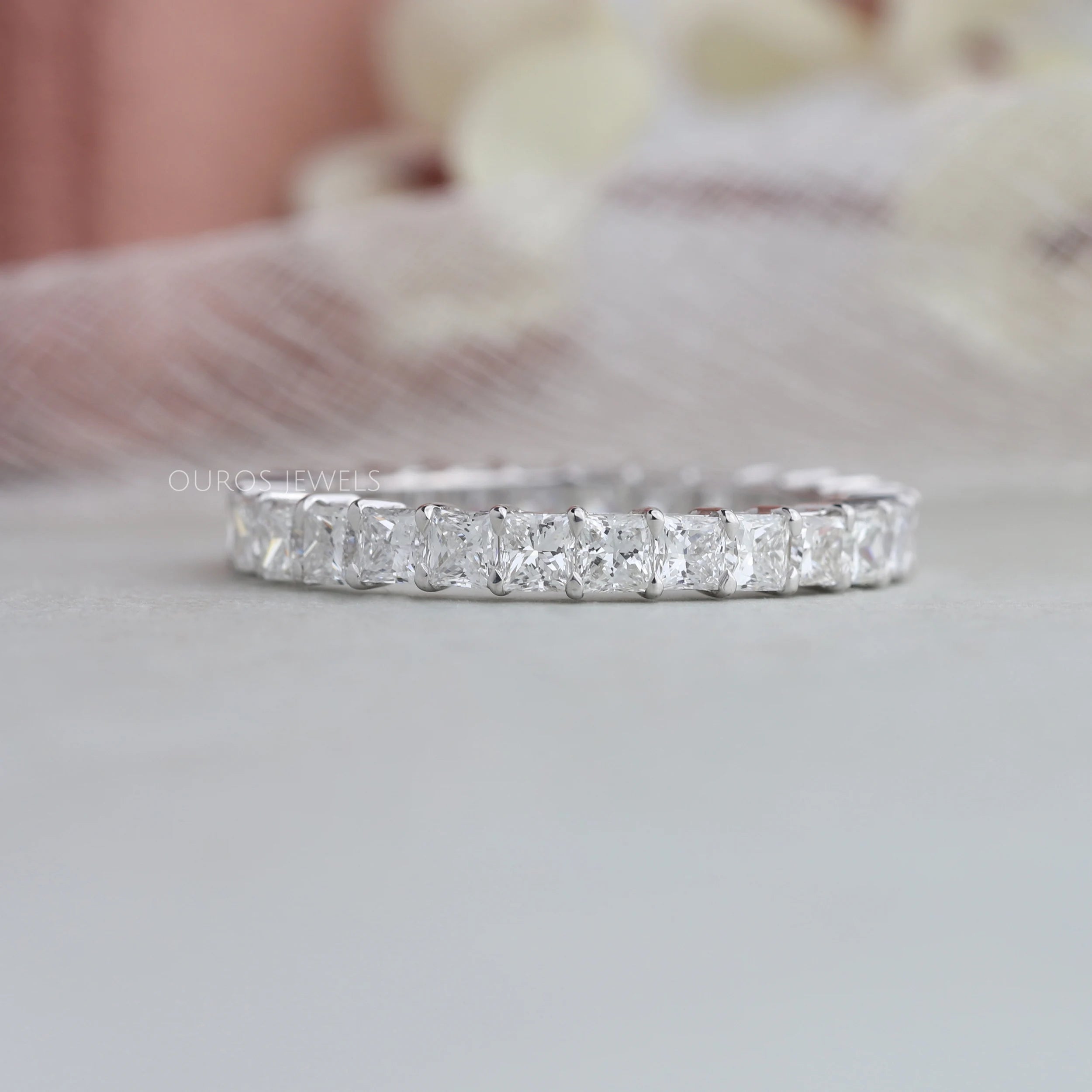 Princess Cut Lab Diamond Full Eternity Wedding Band