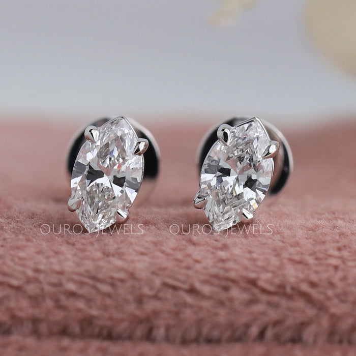 Marquise Cut Lab Diamond Stud Earrings