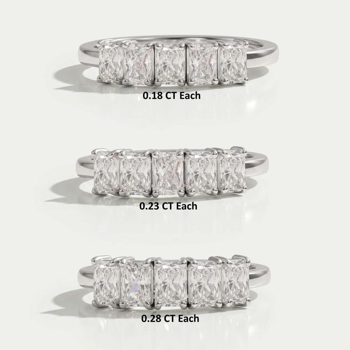 Radiant Cut Lab Grown Diamond Ring In Five Stone 