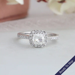 Cushion Cut Halo Diamond Engagement Ring