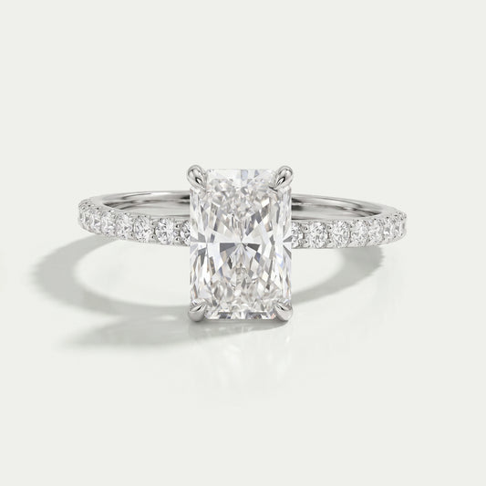 Radiant Cut Solitaire Accent Diamond Engagement Ring Rings