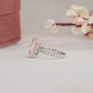 Pink Radiant Cut Solitaire Accent Engagement Ring