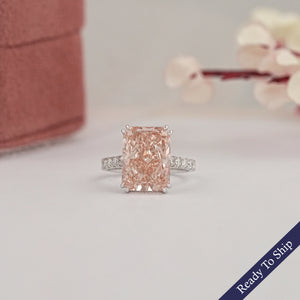 Pink Radiant Cut Solitaire Accent Engagement Ring