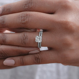 Square Radiant Cut Diamond Engagement Ring Set