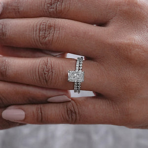 Radiant Cut Solitaire Accent Bridal Ring Set